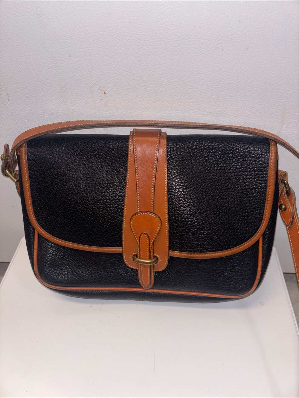 Dooney & Bourke Vintage Brown Leather Flap Crossbody Shoulder Bag